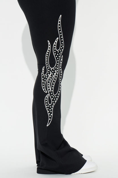 Von Dutch Fire Racer Rhinestone Flared Pant - Black