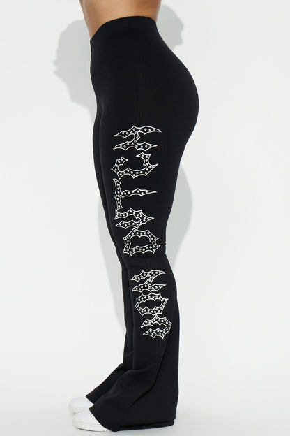 Von Dutch Fire Racer Rhinestone Flared Pant - Black