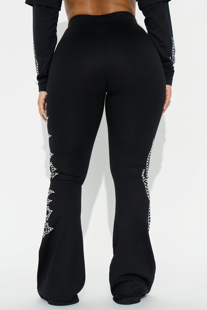 Von Dutch Fire Racer Rhinestone Flared Pant - Black