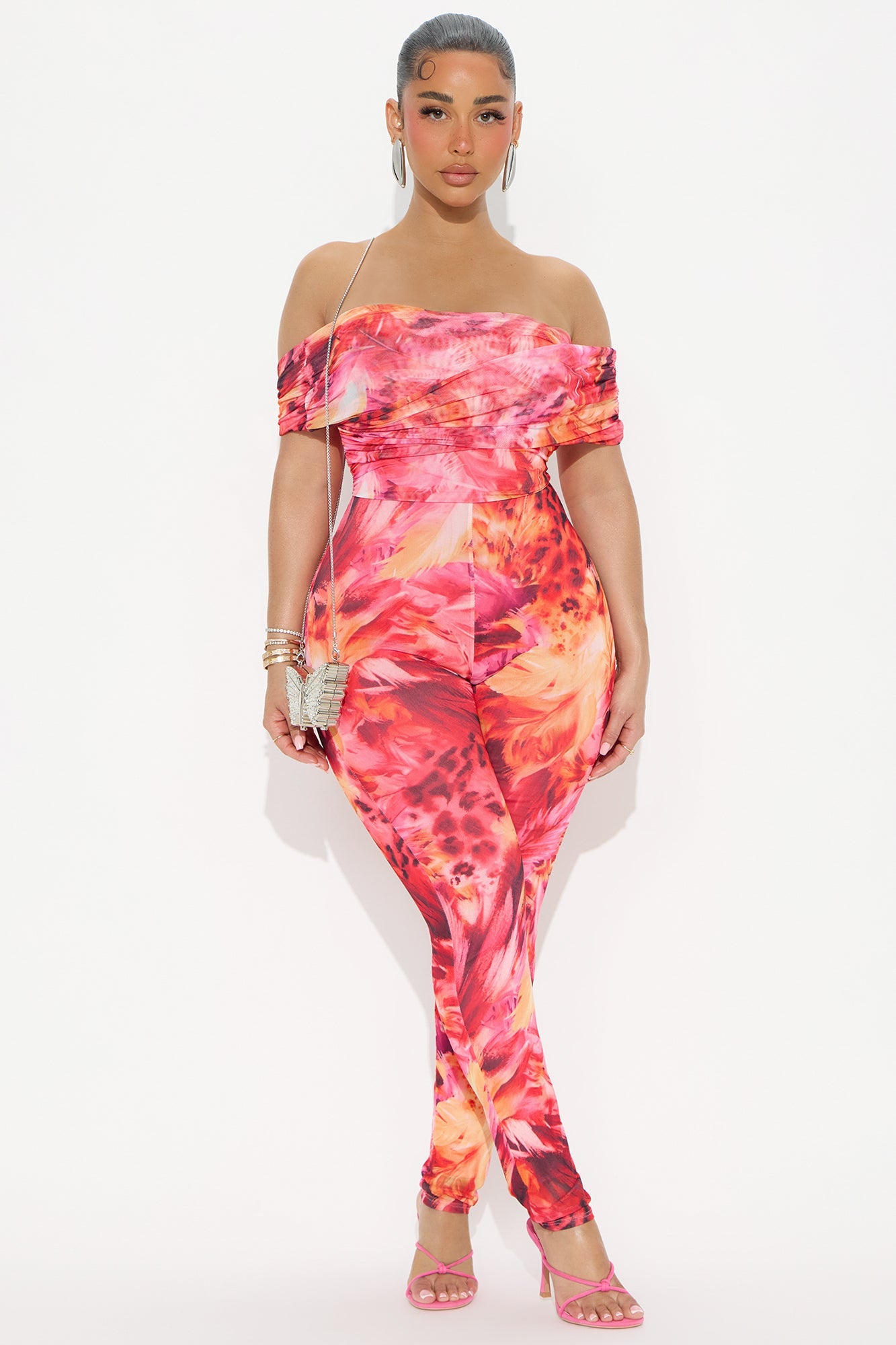 Vacation Countdown Mesh Jumpsuit - Pink/combo