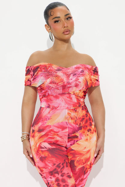 Vacation Countdown Mesh Jumpsuit - Pink/combo