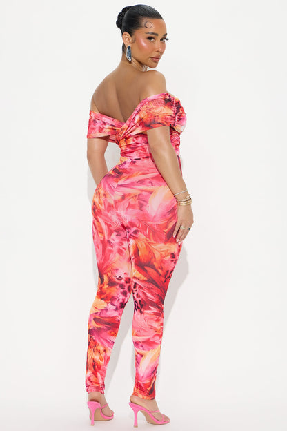 Vacation Countdown Mesh Jumpsuit - Pink/combo