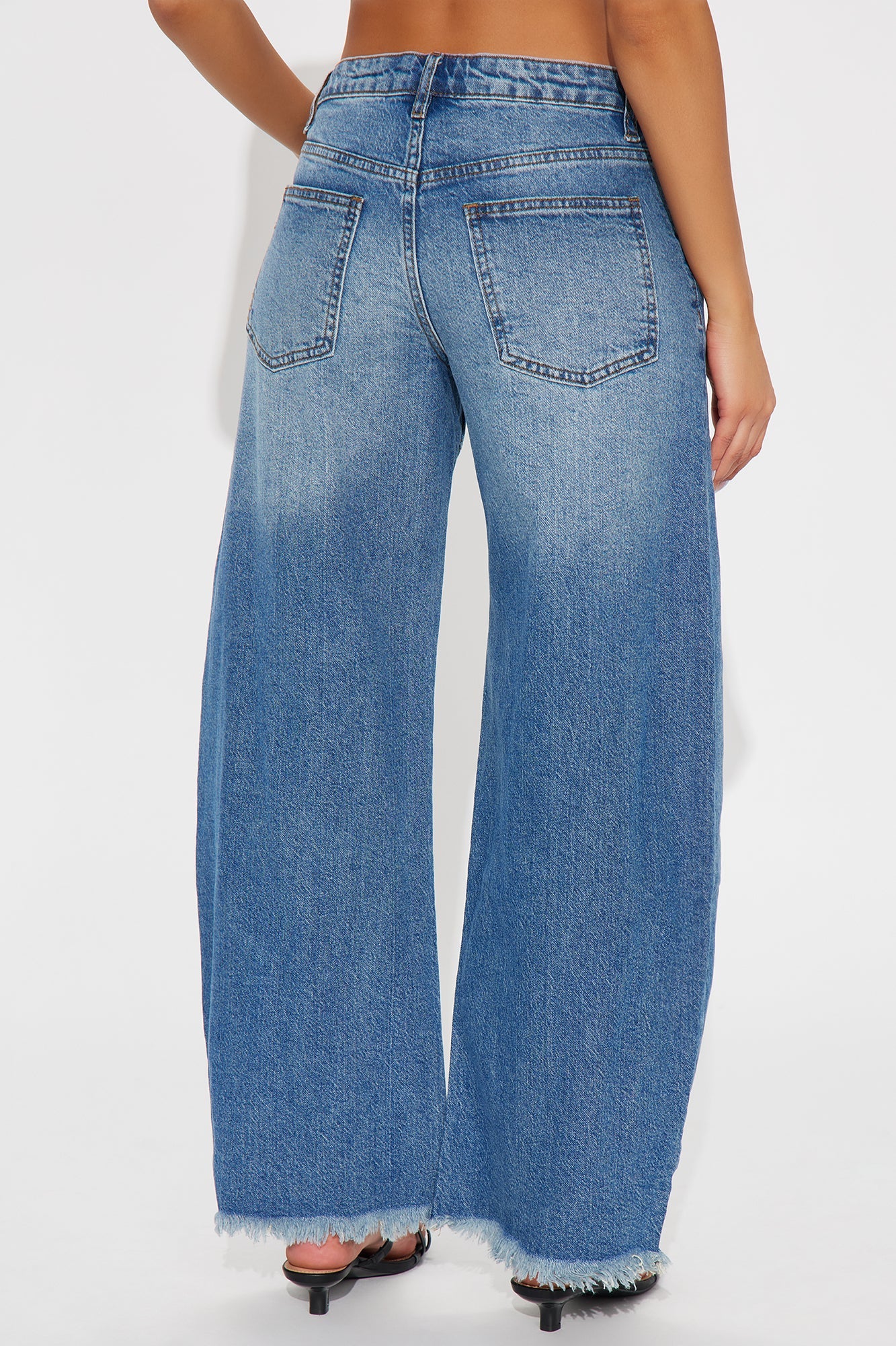 Kalinda Raw Hem Barrel Leg Jeans - Dark Wash