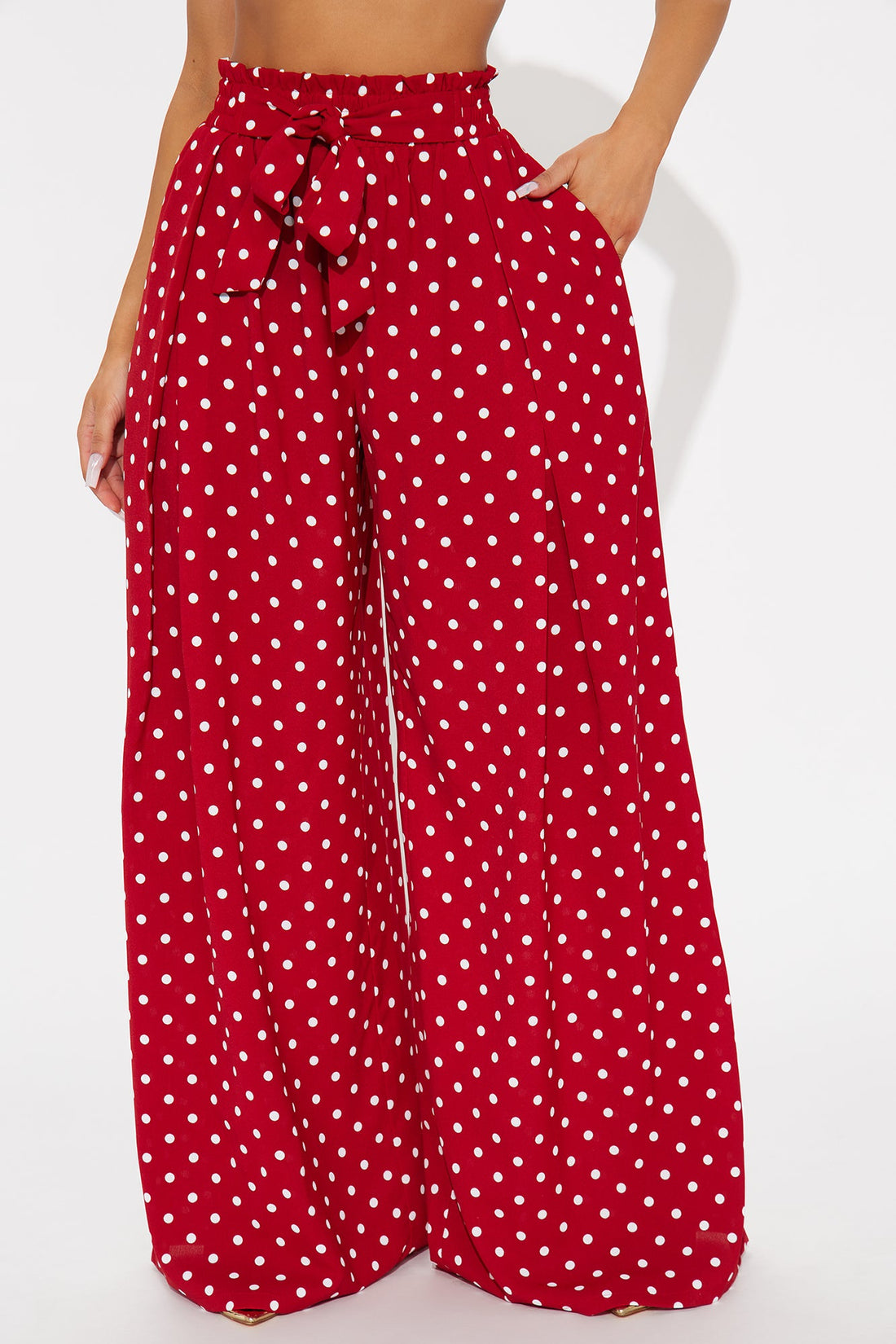 Ella Polka Dot Wide Leg Pant - Red/White