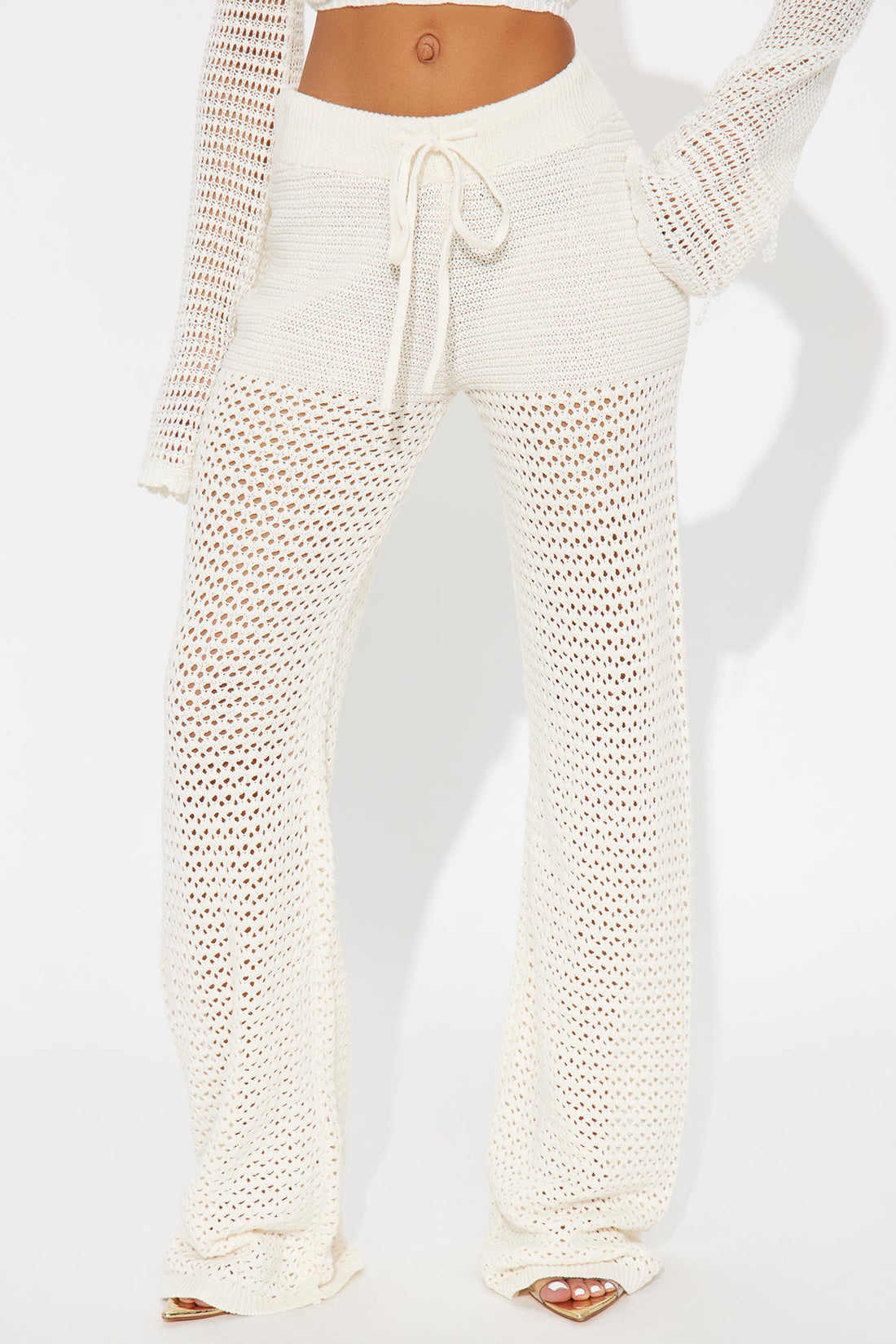 Sandy Vacation Crochet Wide Leg Pant - Cream