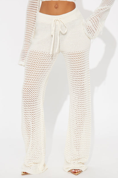 Sandy Vacation Crochet Wide Leg Pant - Cream