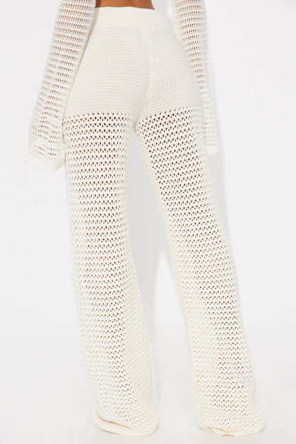 Sandy Vacation Crochet Wide Leg Pant - Cream