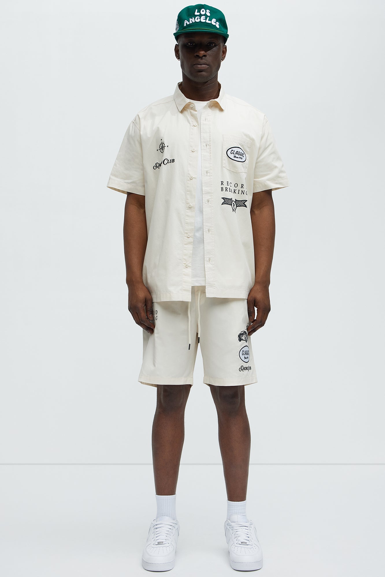 Racing Club Short Sleeve Button Up Shirt - Cream