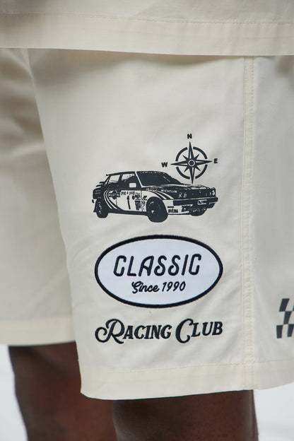 Racing Club Relaxed Drawstring Shorts - Cream