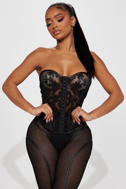 Having The Attention Fishnet Legging Set - Black