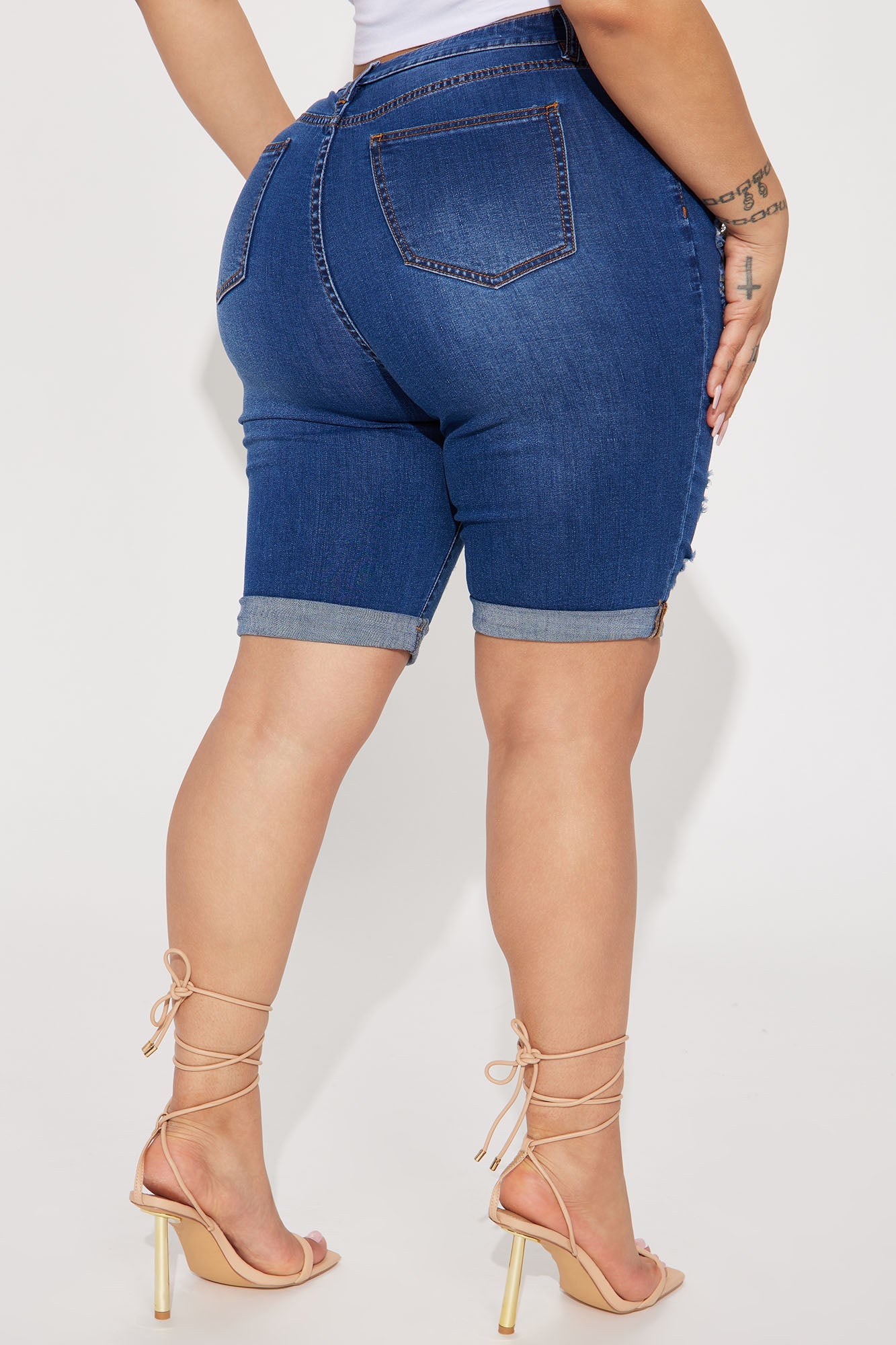 Acting Nice Stretch Denim Bermuda Shorts - Dark Wash