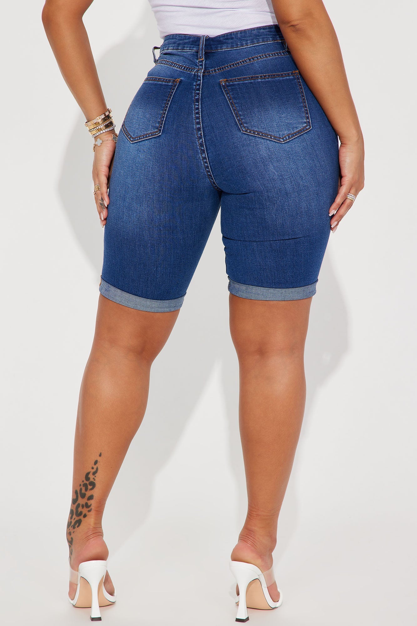 Acting Nice Stretch Denim Bermuda Shorts - Dark Wash