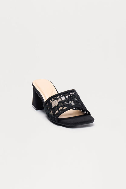 Clayton Crochet Mules - Black