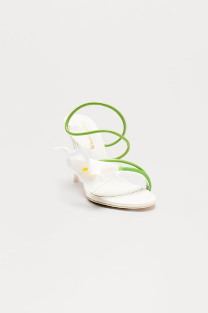 Resort Flower Slingback Heels - Cream