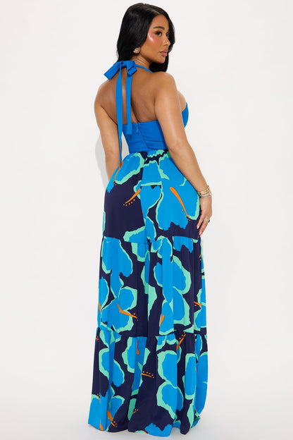Zion Halter Jumpsuit - Blue/combo