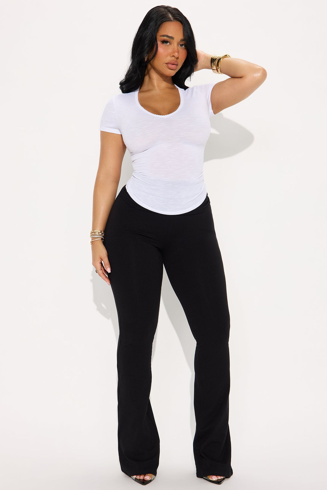 Adriana Foldover Flare Pant - Black