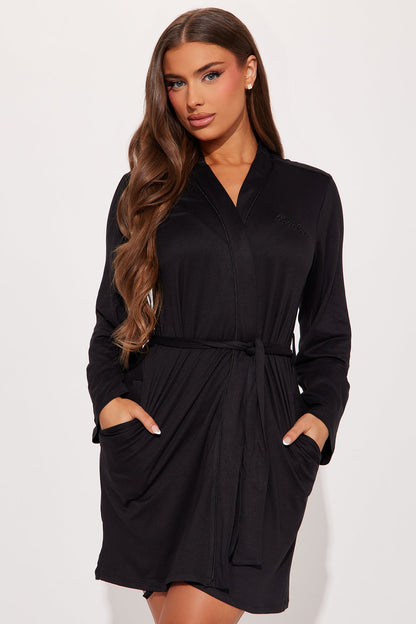 Too Busy Relaxing PJ Robe - Black