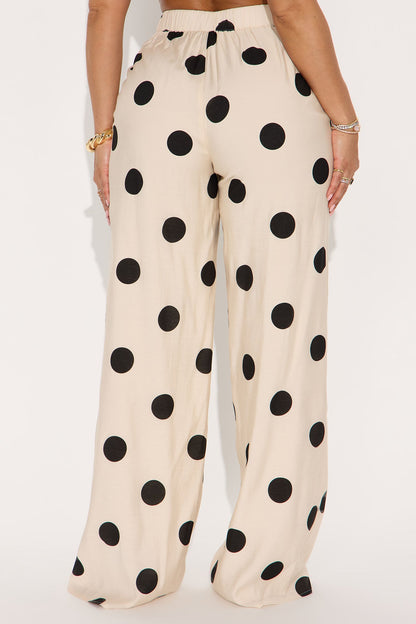 Missy High Rise Wide Leg Polka Dot Pant - Cream