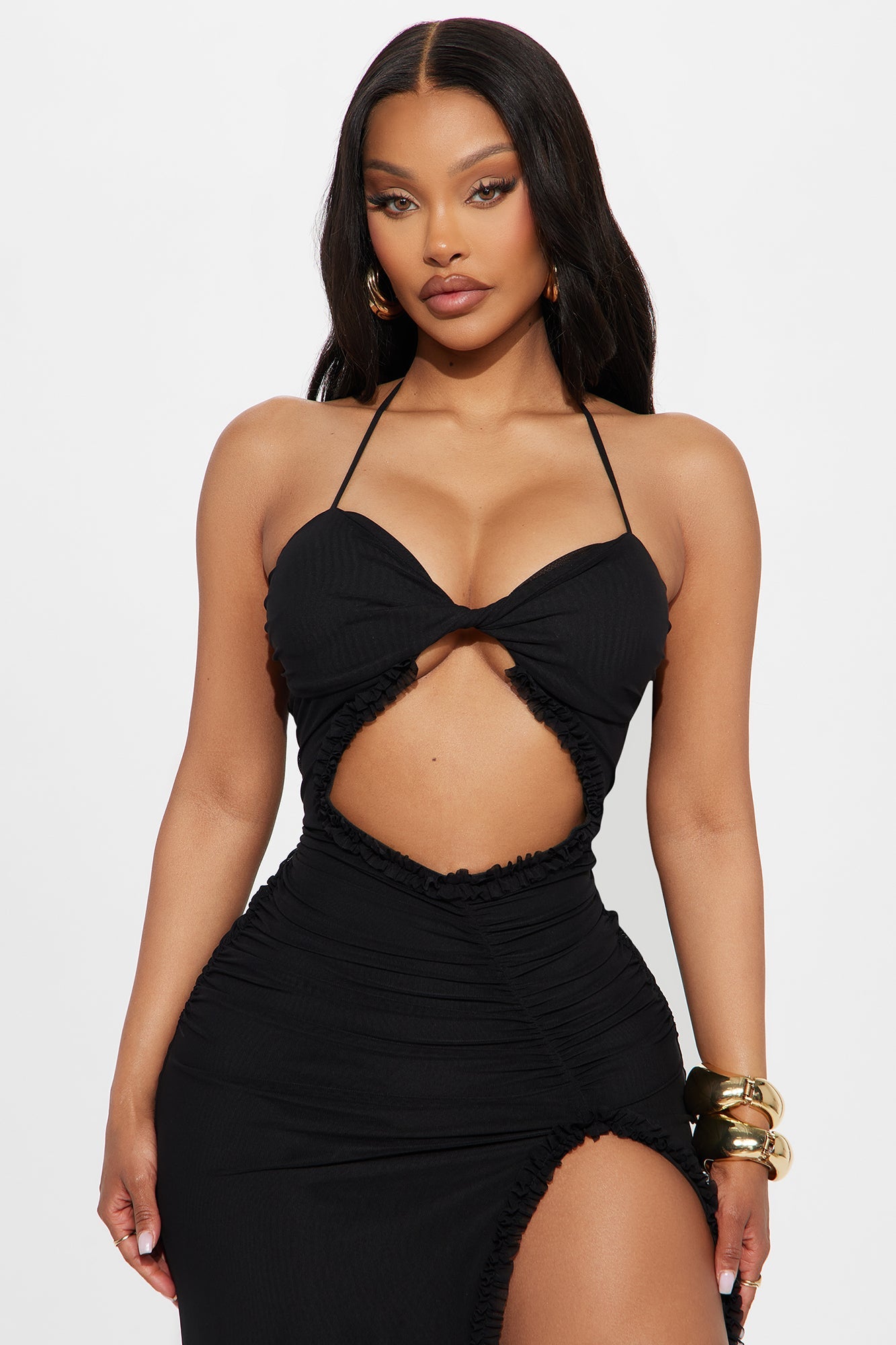Shayla Mesh Maxi Dress - Black
