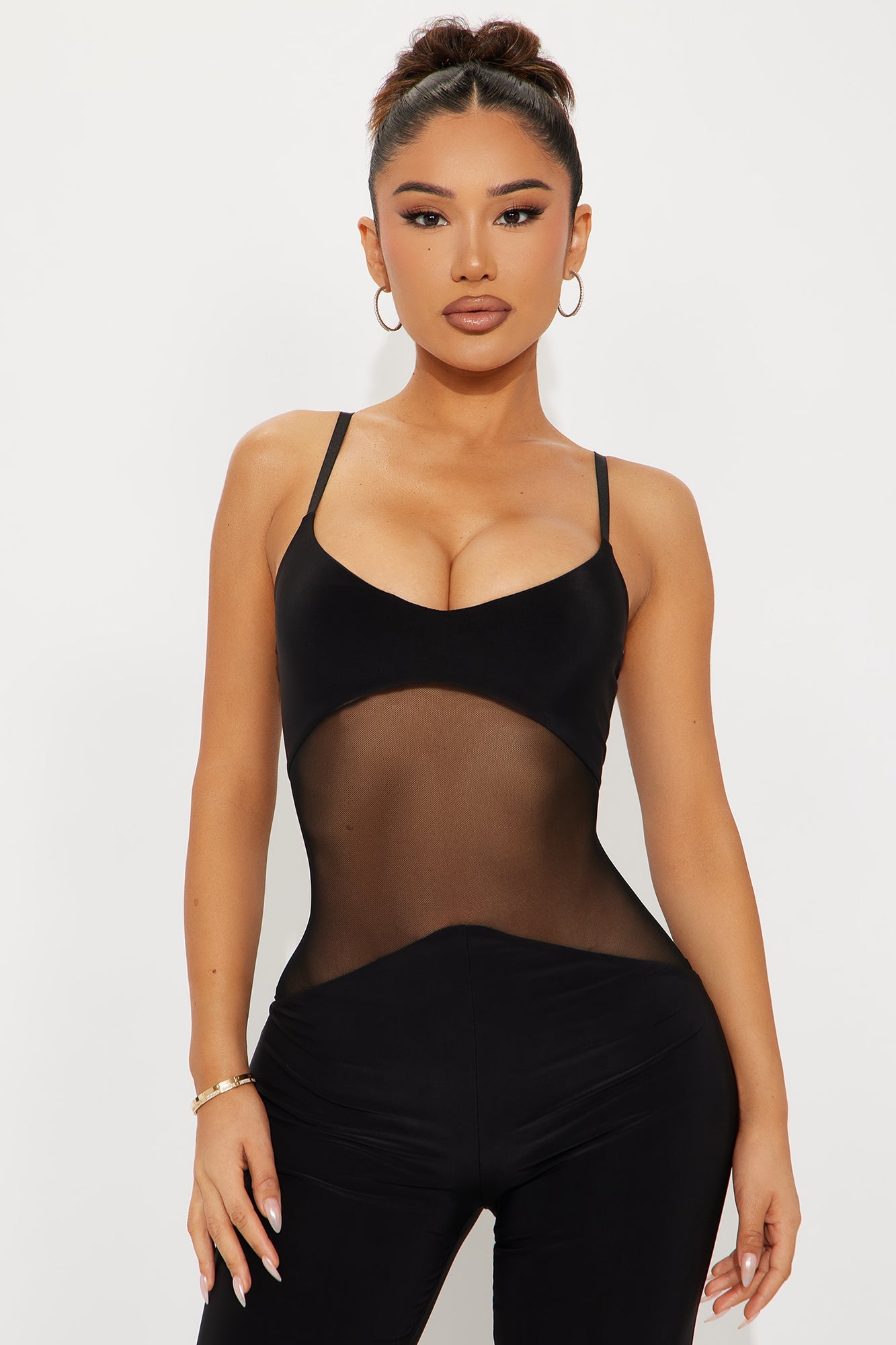 Viviana Mesh Cut Out Jumpsuit - Black