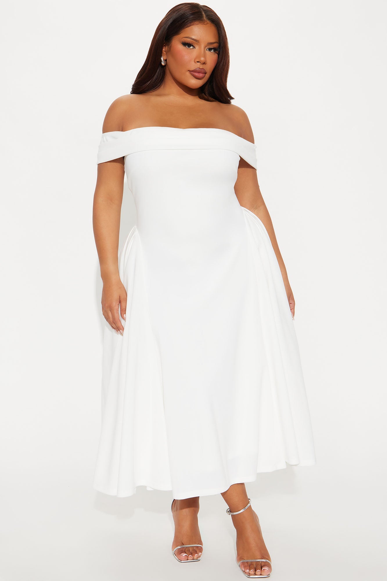 Yara Off Shoulder Midi Dress - White