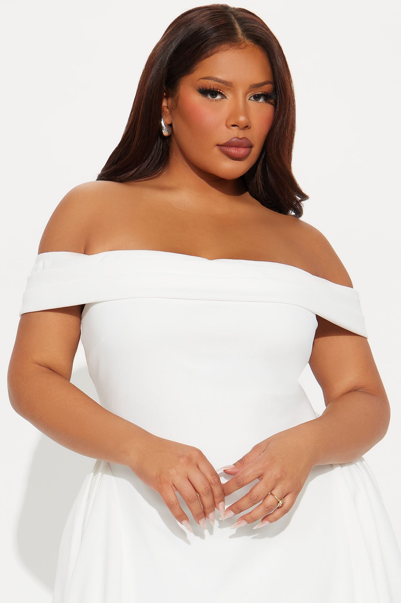 Yara Off Shoulder Midi Dress - White