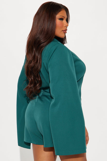 Meeting Goals Blazer Romper - Hunter