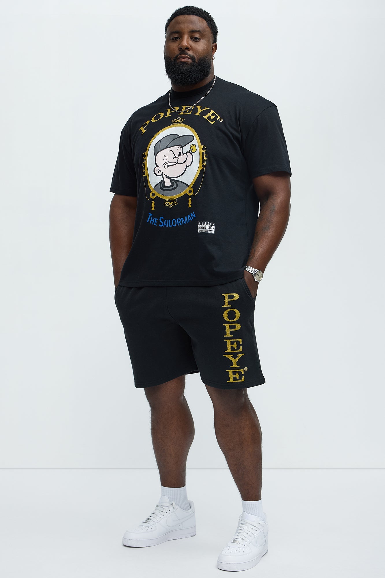 Popeye The Sailorman Sweatshorts - Black