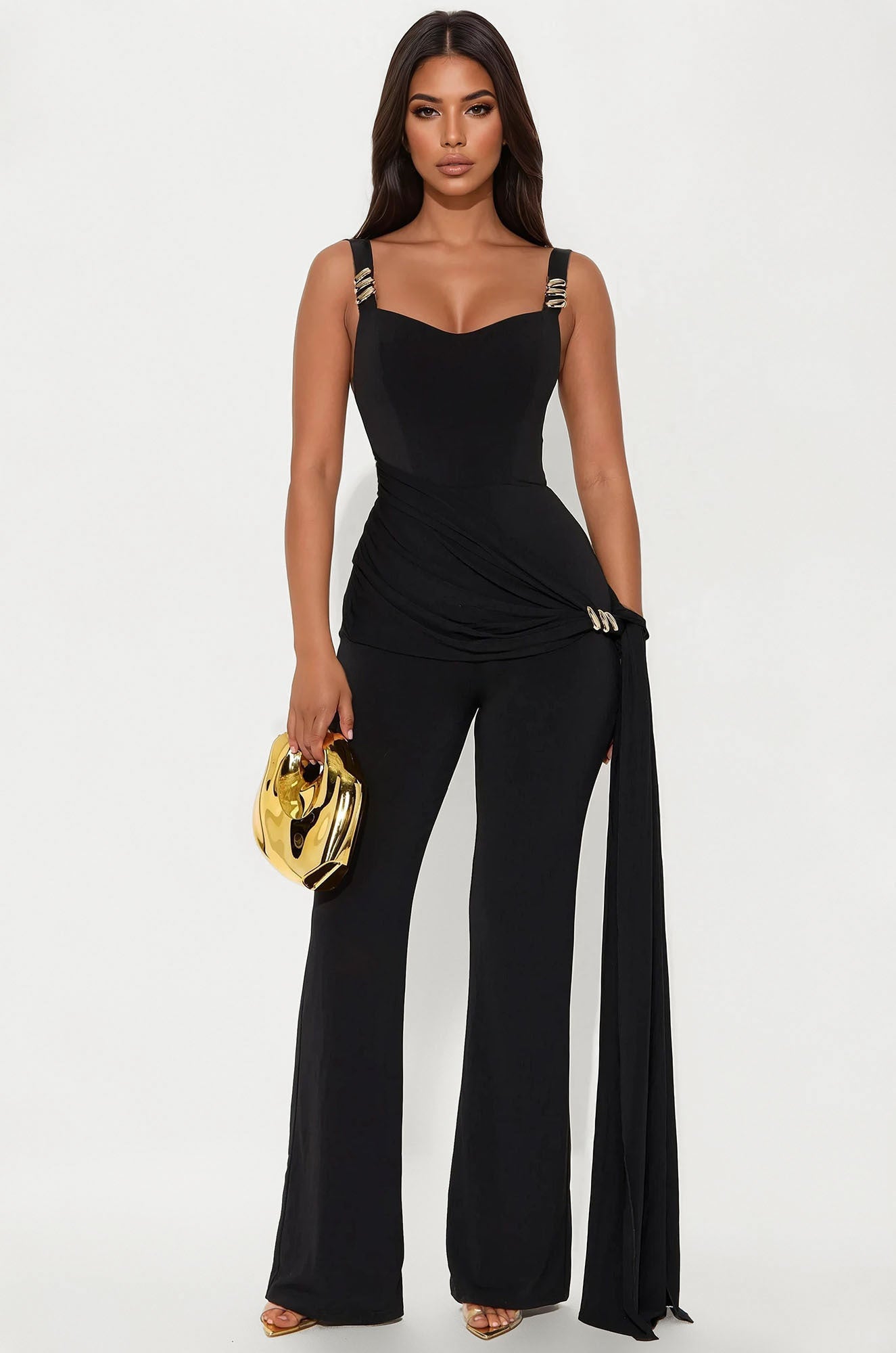 Helena Draped Jumpsuit - Black