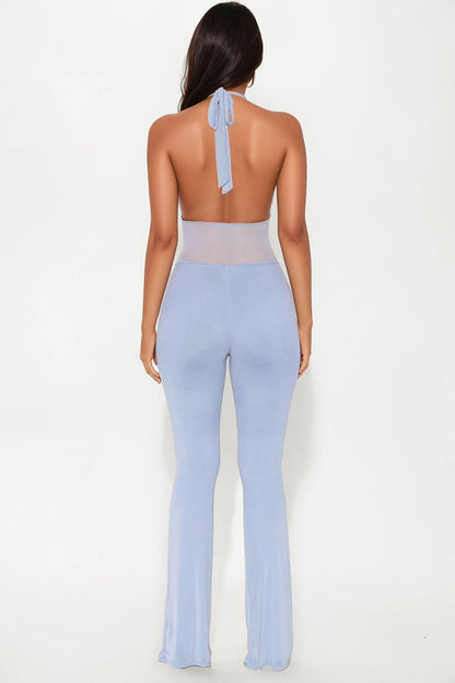 Valentina Mesh Cut Out Jumpsuit - Light Blue