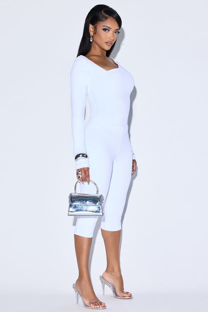 Darcie Double Lined Capri Pant Set - Off White