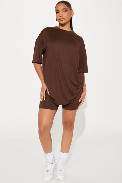 Weekend Vibes Short Set - Chocolate