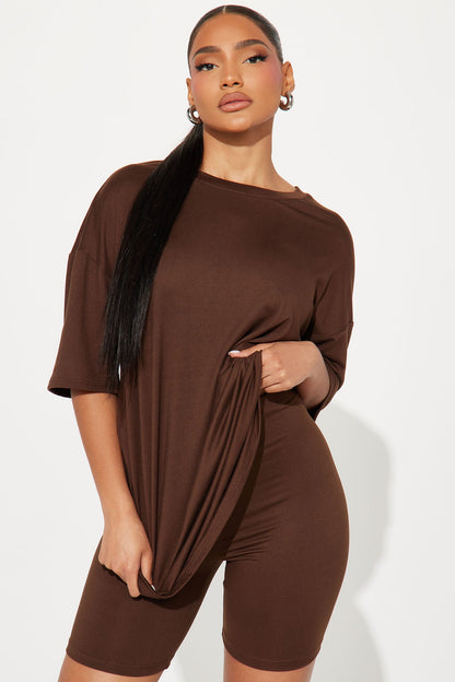 Weekend Vibes Short Set - Chocolate