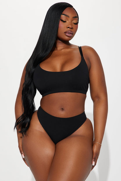 Nova Cotton Scoop Neck Bralette - Black