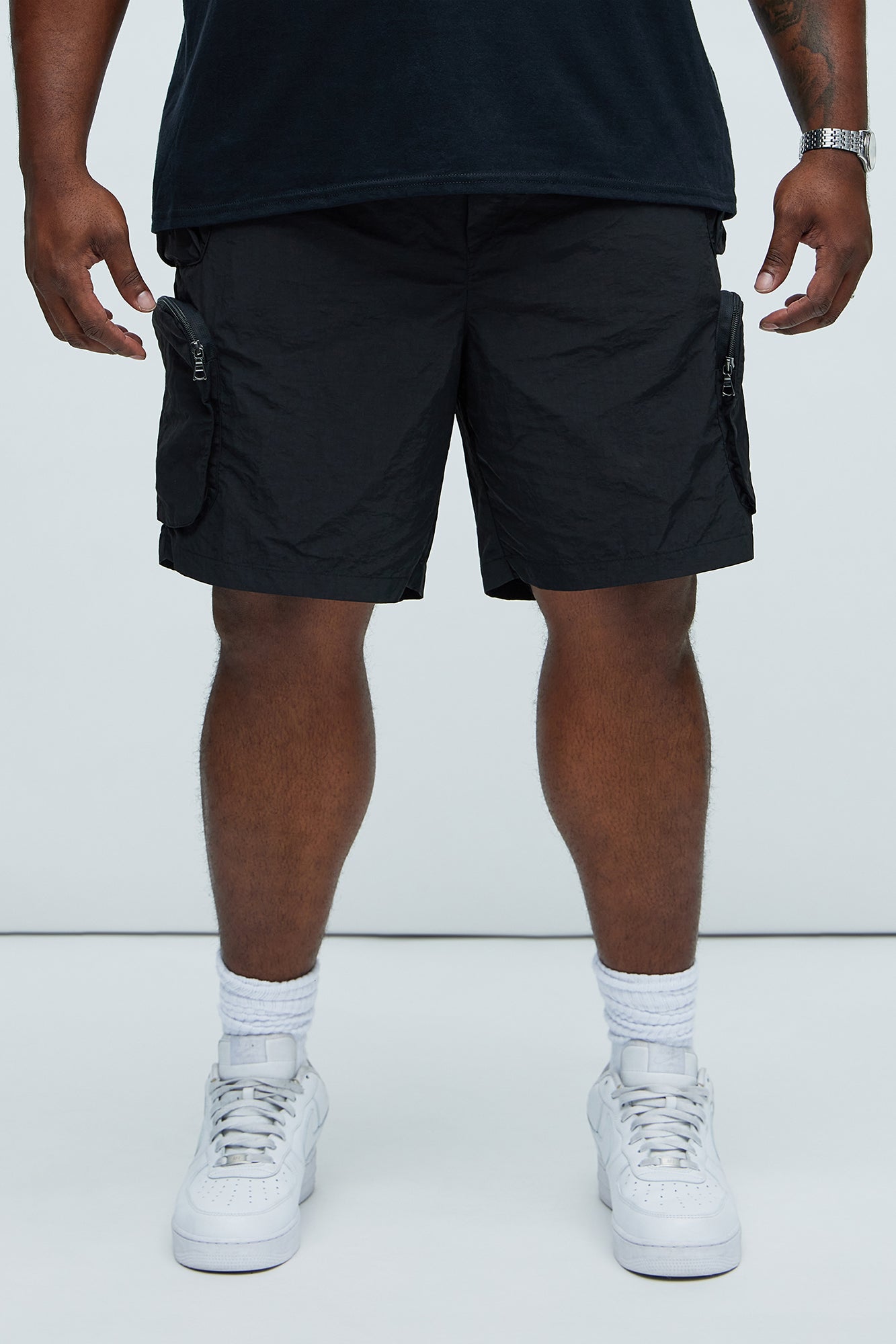 All This And That Nylon Cargo Shorts - Black