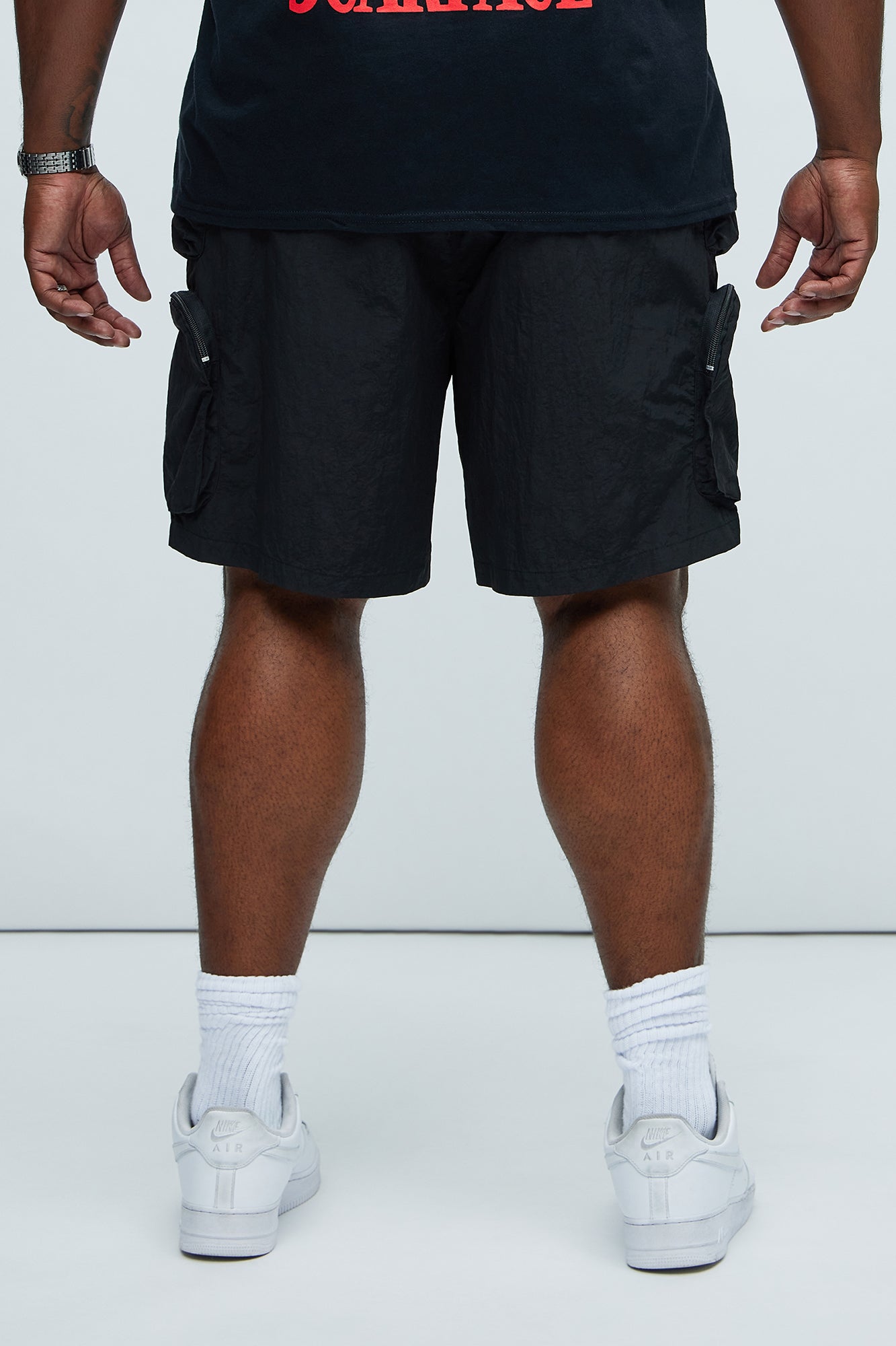 All This And That Nylon Cargo Shorts - Black