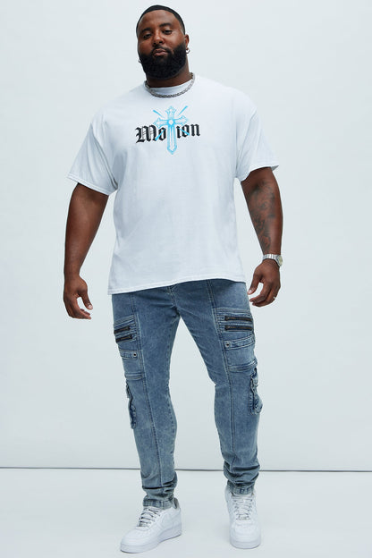 Johnny Vintage Skinny Cargo Jeans - Vintage Blue Wash