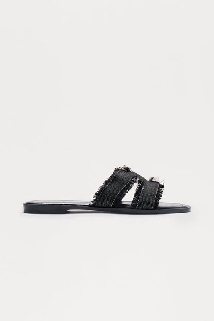 Tucker Distressed Sandals - Black