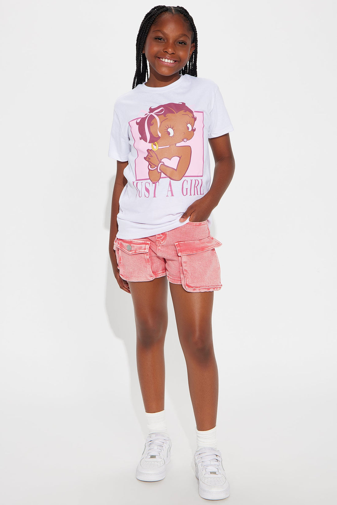 Mini Lily Acid Wash Cargo Short - Pink