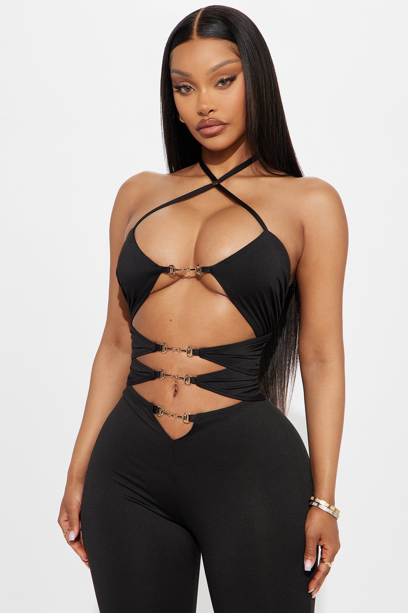 Dance All Night Cut Out Jumpsuit - Black