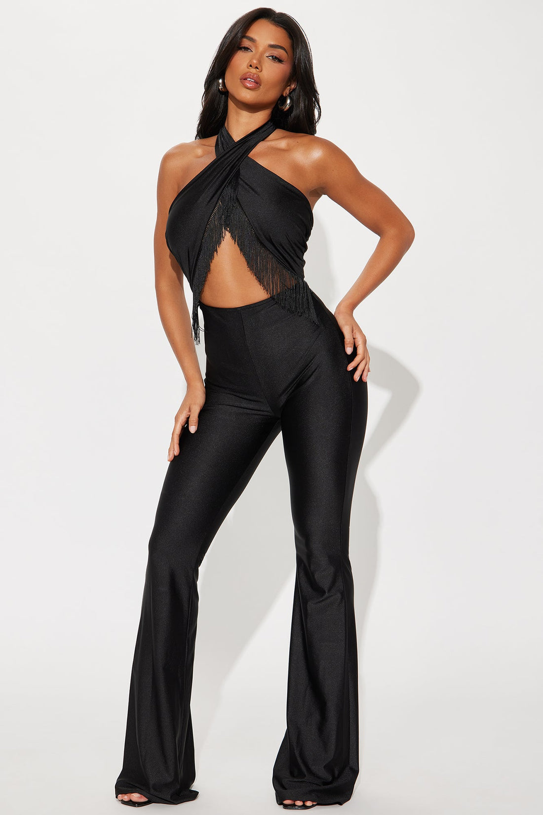 Watch Me Dance Fringe Jumpsuit - Black
