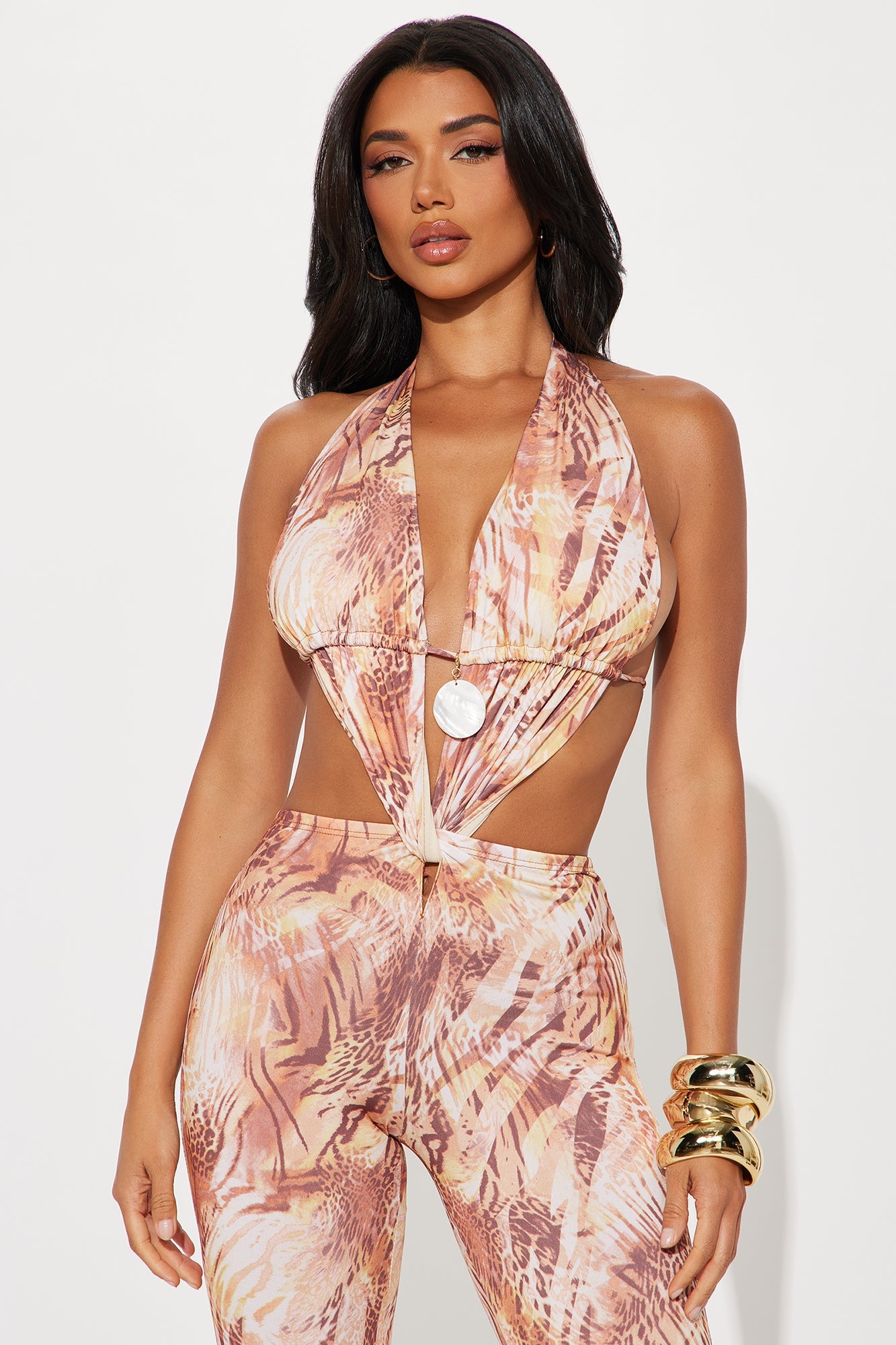 Selita Cut Out Jumpsuit - Taupe/combo