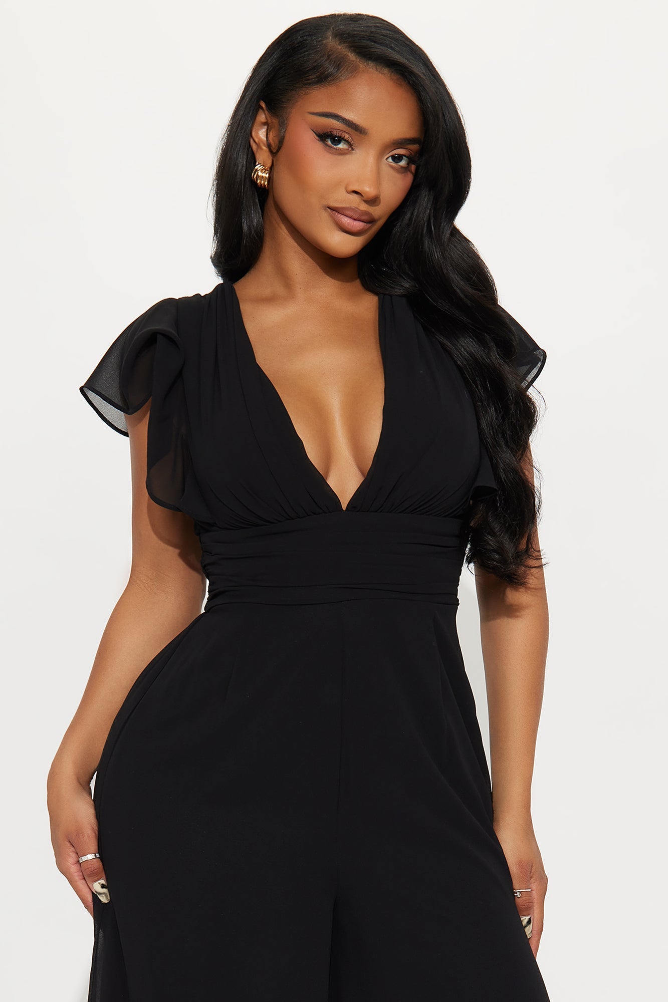 Salome Chiffon Jumpsuit - Black