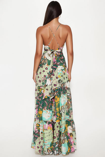 Vacay Ready Wide Leg Jumpsuit - Green/combo