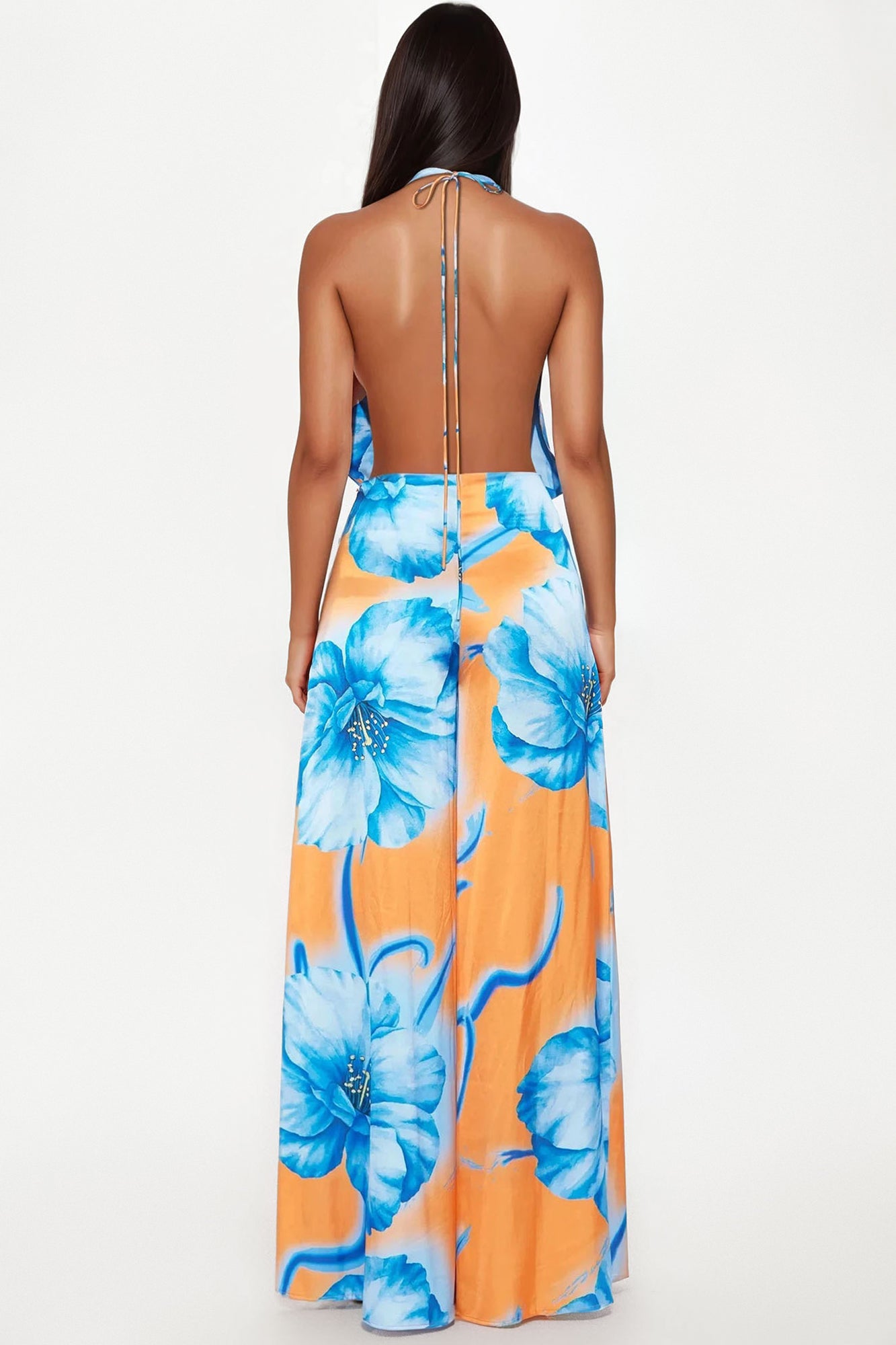 Sun And Sips Satin Jumpsuit - Orange/combo