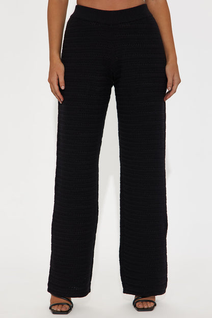 Live In Style Crochet Straight Leg Pant - Black