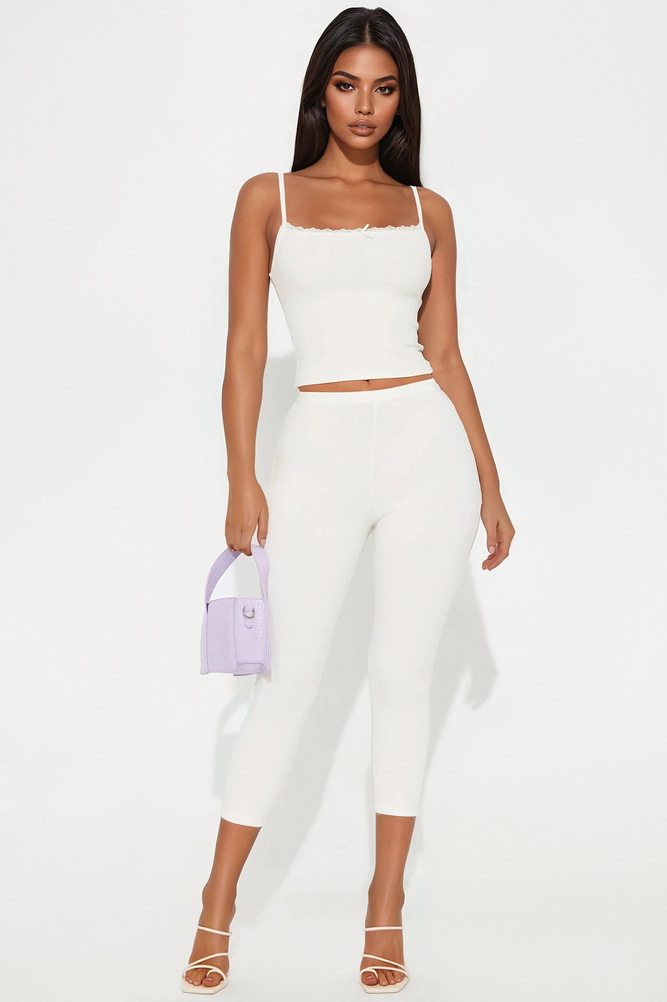 Stirling Snatched Capri Pant Set - Off White
