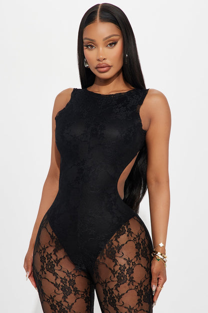 Make It To Forever Lace Jumpsuit - Black