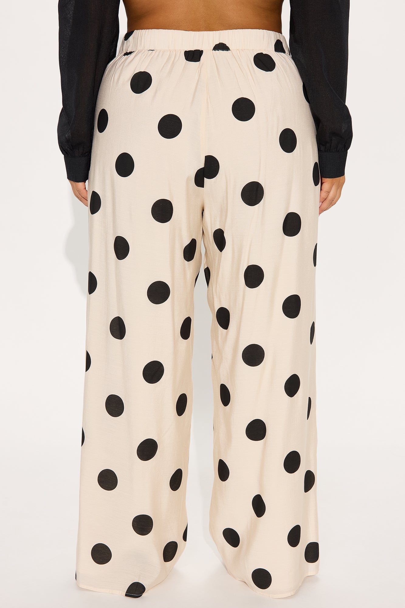 Missy High Rise Wide Leg Polka Dot Pant - Cream