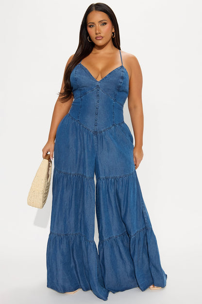 Skylar Denim Jumpsuit - Dark Wash